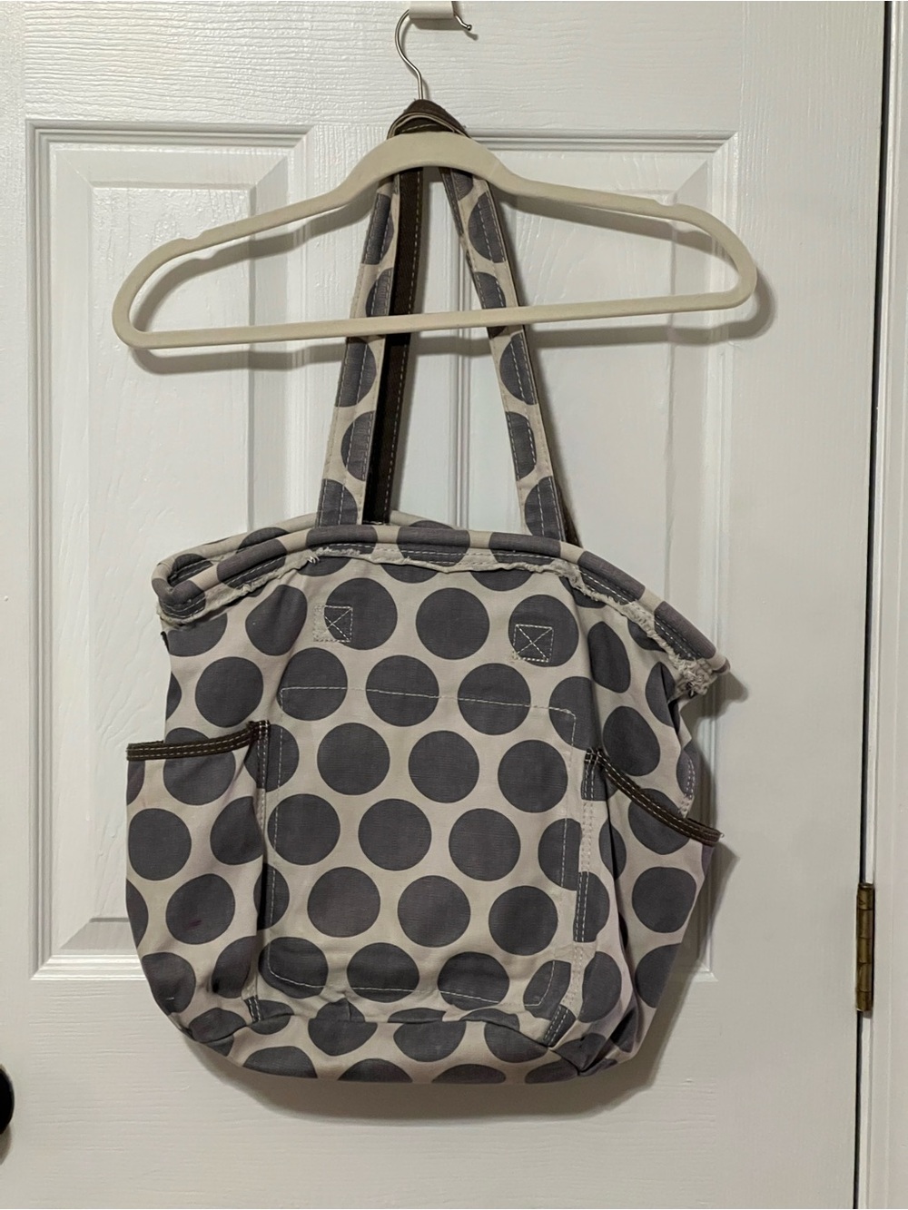 Thirty-One Retro Metro Tote Gray Polka Dot Organizer Shoulder Bag Carryall